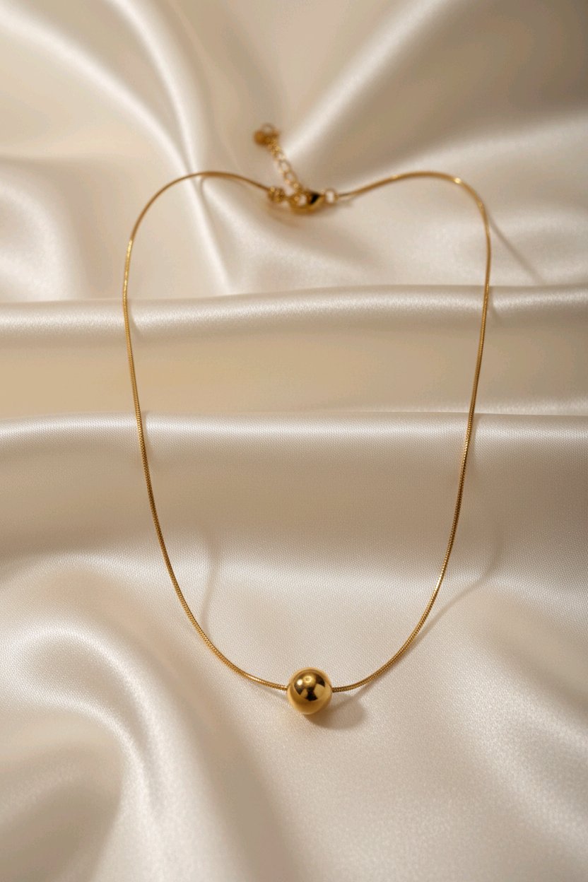 Set de collar y aretes con balin dorado