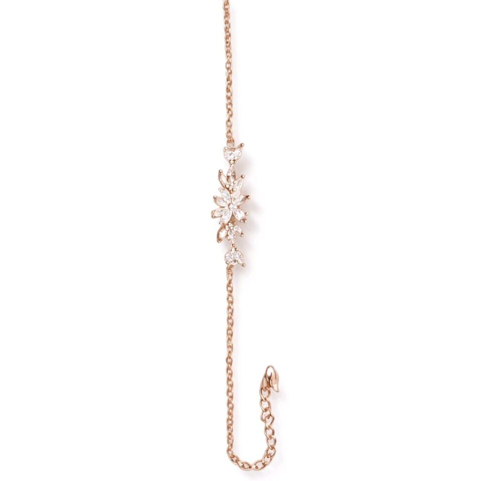 Pulsera color plata de flor