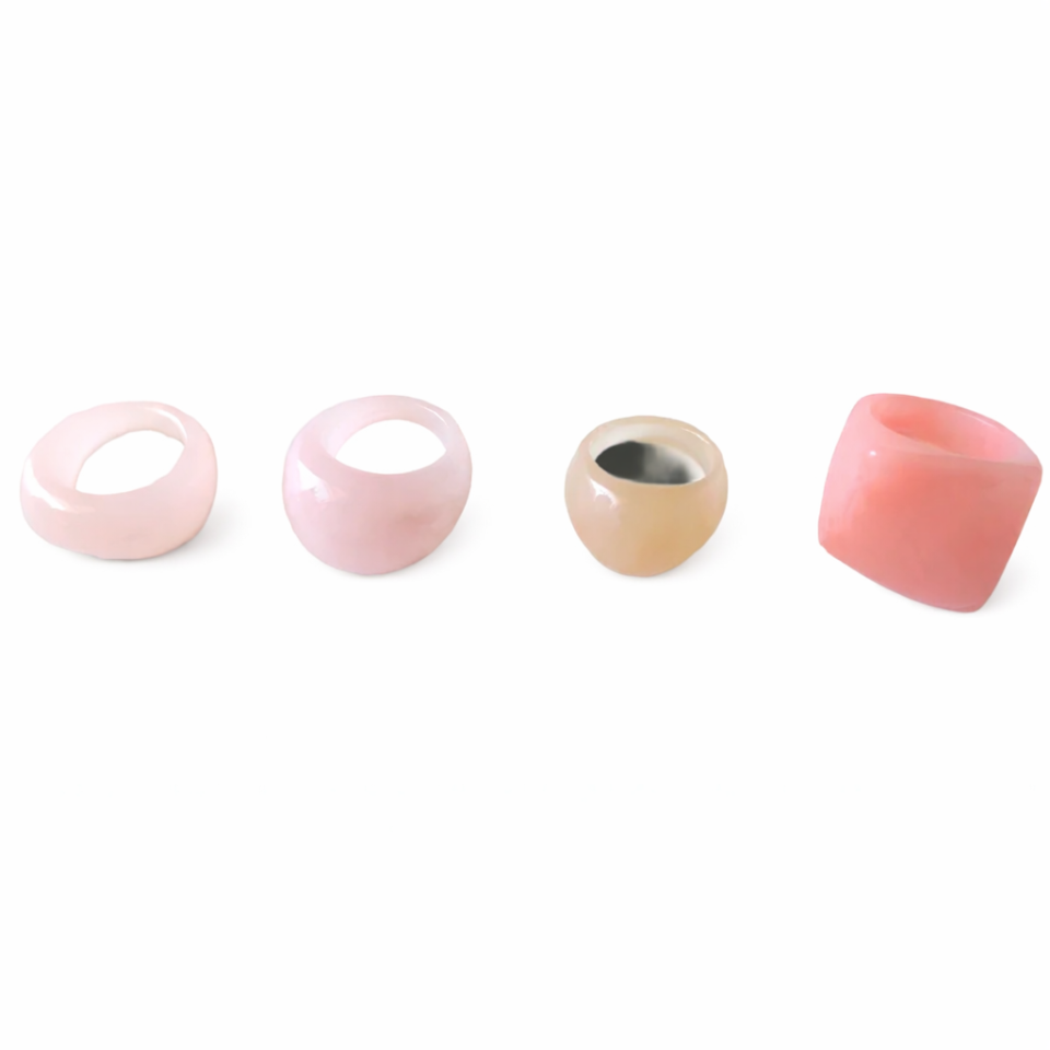 Anillos de resina set de cuatro rosa
