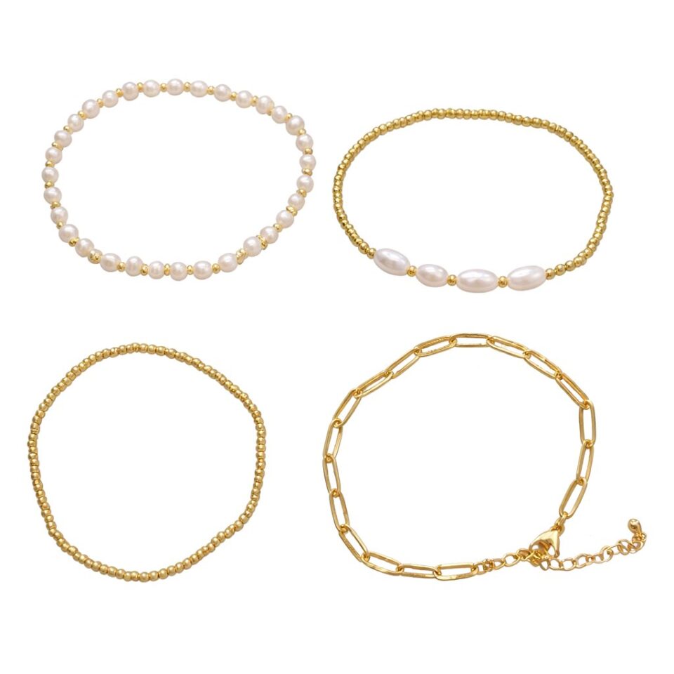 Set de cuatro pulseras elastico + cobre