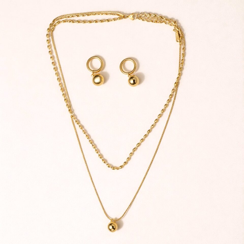 Set collar + aretes efericos