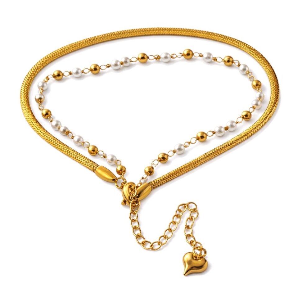 Pulsera dos tiempos con detalle perla